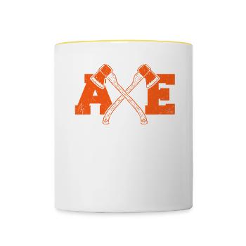 Lancer de hache mieux que la thérapie - Mug contrasté - blanc/jaune - Devant