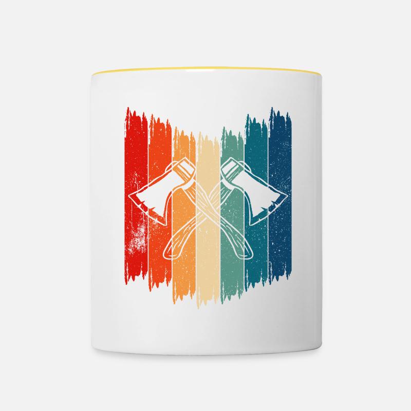 Vintage Axe Throwing Retro Axe Throwing - Tasse zweifarbig - Weiß/Gelb