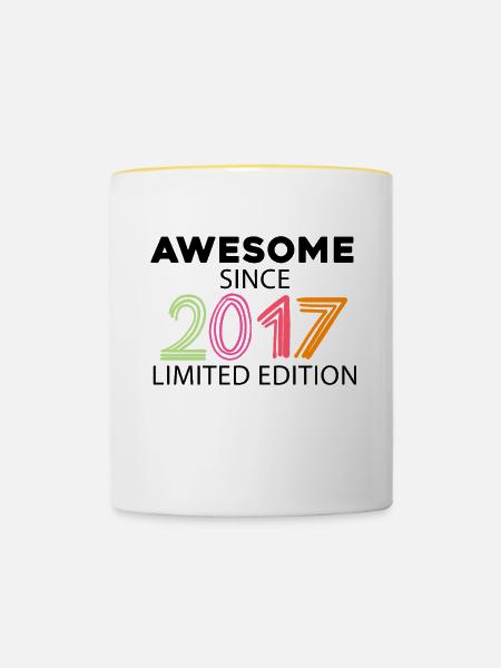 Fantastisch seit 2017 - Jahrgang 2017 - Tasse zweifarbig - Weiß/Gelb