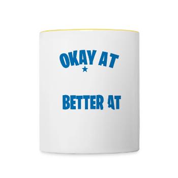 Motif marathon pour coureurs et joggeurs - Mug contrasté - blanc/jaune - Devant