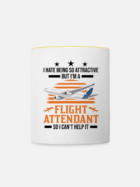 Flugbegleiter Geschenk Flugbegleiterin - Tasse zweifarbig - Weiß/Gelb