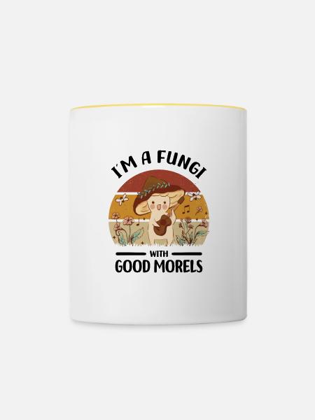 Pilze sammeln - Tasse zweifarbig - Weiß/Gelb