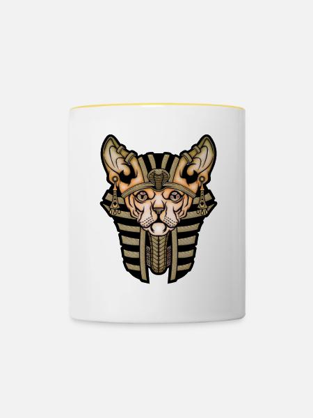 Süße Katze - Tasse zweifarbig - Weiß/Gelb