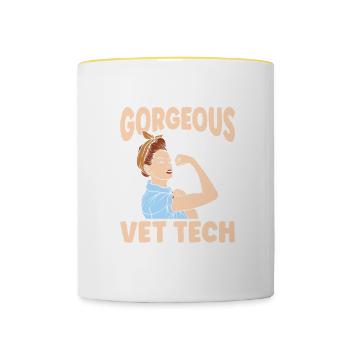 This Is What A Gorgeous Vet Tech Looks - Contrasting Mug - white/yellow - Front
