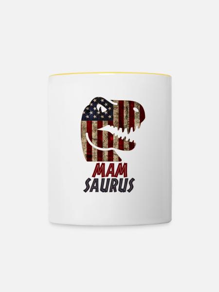 Patriotic Mam Dinosaur - Tasse zweifarbig - Weiß/Gelb