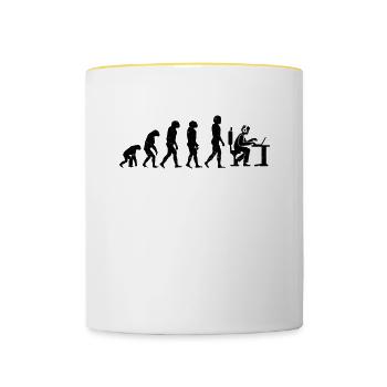 Evolution of Gamer Gambler Nerd Geek Progamer - Contrasting Mug - white/yellow - Front