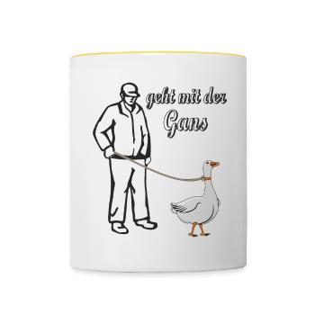 GEHT MIT DER GANS - Tasse zweifarbig - Weiß/Gelb - Vorne