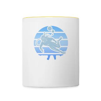 Juste un garçon qui aime la plongée - Mug contrasté - blanc/jaune - Devant