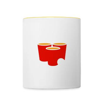 Je suis là pour mouiller mes couilles - Mug contrasté - blanc/jaune - Devant