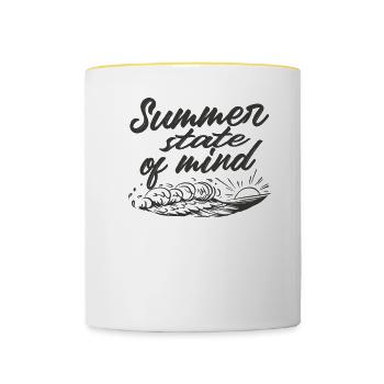 Summer Mood Holiday Summer Gift Waves - Contrasting Mug - white/yellow - Front