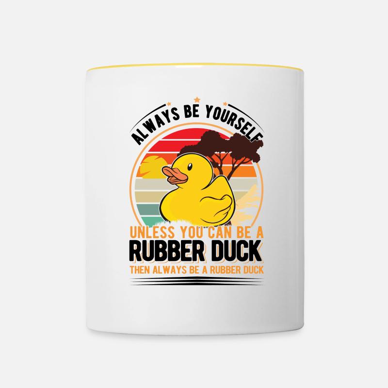 Canard en caoutchouc Canard grinçant Canard de bain - Mug contrasté - blanc/jaune