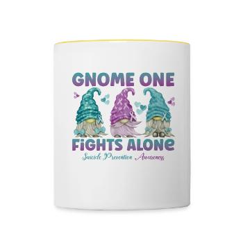 Gnome One lutte contre la prévention du suicide - Mug contrasté - blanc/jaune - Devant
