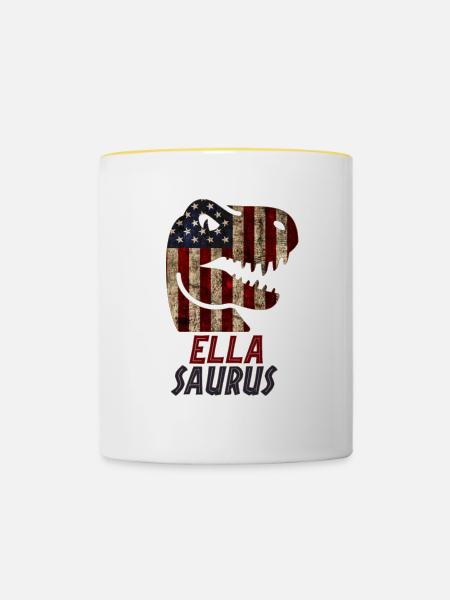 Patriotic Ella Dinosaur Ellasaurus - Tasse zweifarbig - Weiß/Gelb