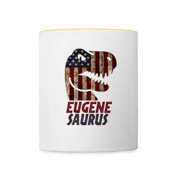 Patriotic Eugene Dinosaur Eugenesaurus - Tasse zweifarbig - Weiß/Gelb - Vorne