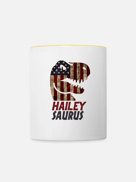 Patriotic Hailey Dinosaur Haileysaurus - Tasse zweifarbig - Weiß/Gelb