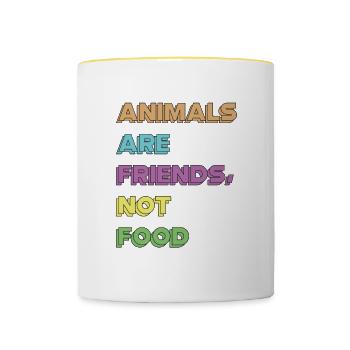 Les animaux sont des amis, pas de la nourriture - Mug contrasté - blanc/jaune - Devant