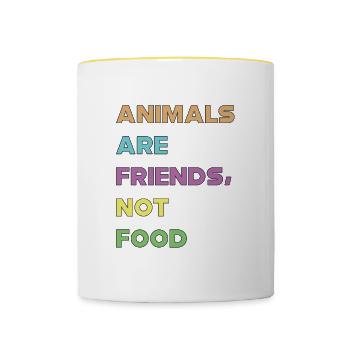 Les animaux sont des amis, pas de la nourriture - Mug contrasté - blanc/jaune - Devant