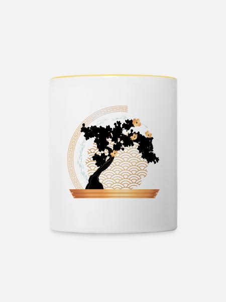 Baum - Tasse zweifarbig - Weiß/Gelb