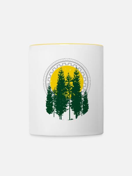 Baum - Tasse zweifarbig - Weiß/Gelb