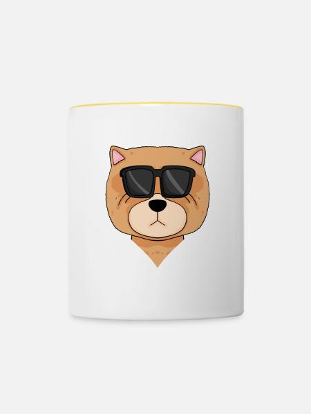Chow Chow Hund Cool - Tasse zweifarbig - Weiß/Gelb