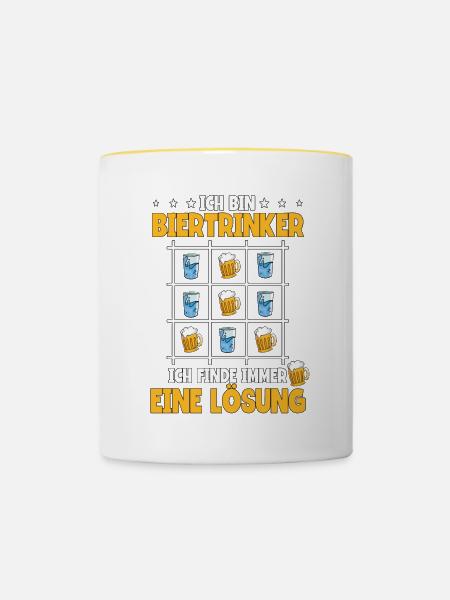 Ich bin Biertrinker Bier - Tasse zweifarbig - Weiß/Gelb