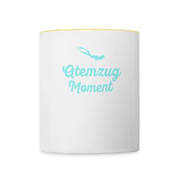 Ein Atemzug ein Moment Apnoe Tauchen Taucher - Tasse zweifarbig - Weiß/Gelb - Vorne