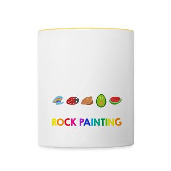 J’aurais pu aller faire de la peinture rupestre - Mug contrasté - blanc/jaune - Devant