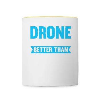 Drone Flying Better Than Therapy - Contrasting Mug - white/yellow - Front