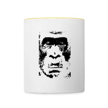 Singe - Mug contrasté - blanc/jaune - Devant
