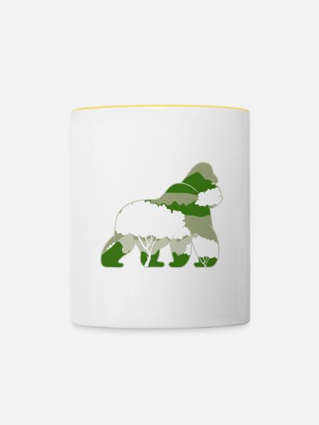 Affe - Tasse zweifarbig - Weiß/Gelb
