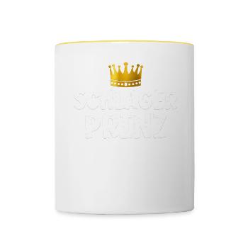Schlagerparty Männer Schlager Prinz - Tasse zweifarbig - Weiß/Gelb - Vorne