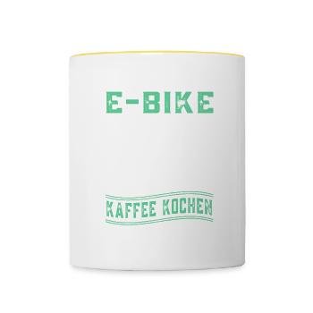Mein E-Bike kann alles Elektrorad Elektro Fahrrad - Tasse zweifarbig - Weiß/Gelb - Vorne