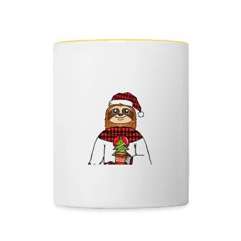 Ich bin nicht Faul Faultier Weihnachtsmarkt - Tasse zweifarbig - Weiß/Gelb - Vorne
