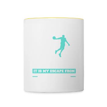Ask Me About Basketball Actually You Don't Have To - Tasse zweifarbig - Weiß/Gelb - Vorne
