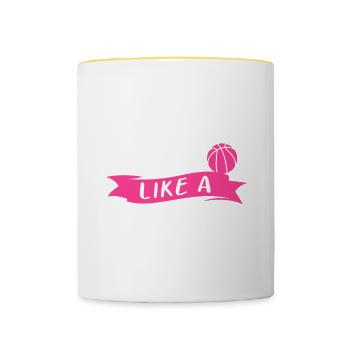 Ask Me About Basketball Actually You Don't Have To - Tasse zweifarbig - Weiß/Gelb - Vorne