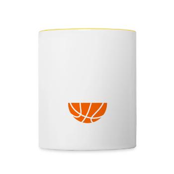 Ask Me About Basketball Actually You Don't Have To - Tasse zweifarbig - Weiß/Gelb - Vorne
