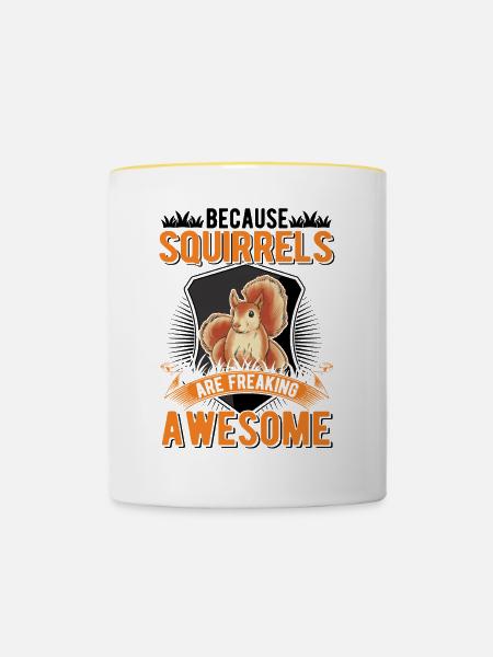 Eichhörnchen Geschenk Squirrel Grauhörnchen - Tasse zweifarbig - Weiß/Gelb