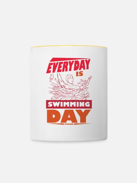Schwimmen - Tasse zweifarbig - Weiß/Gelb