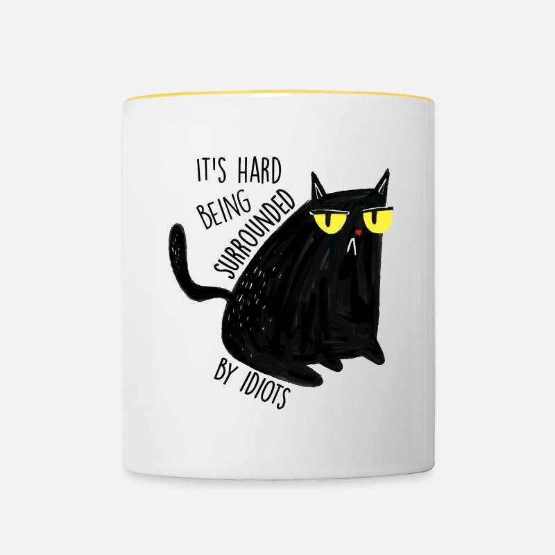 Ce est pas facile d etre entoure d idiot - Mug contrasté - blanc/jaune