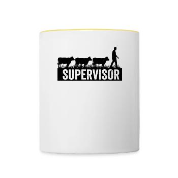 Superviseur Vaches Farmer Walk Agriculteurs - Mug contrasté - blanc/jaune - Devant