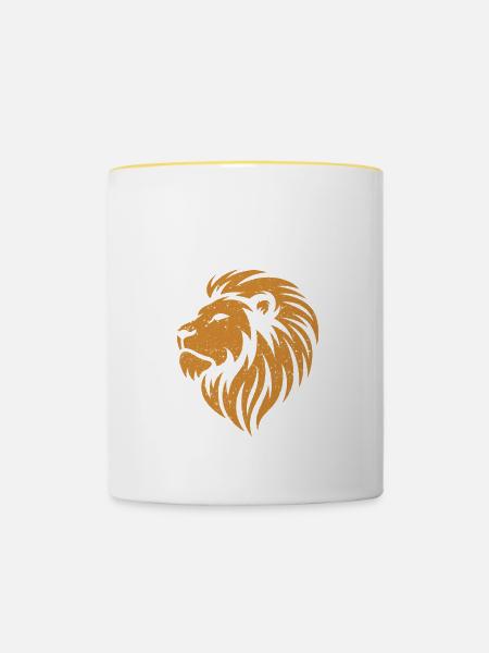 Furchtloser Löwe - Tasse zweifarbig - Weiß/Gelb