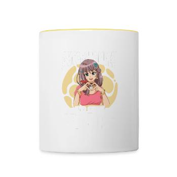 Anime Spruch Weeb Otaku - Tasse zweifarbig - Weiß/Gelb - Vorne