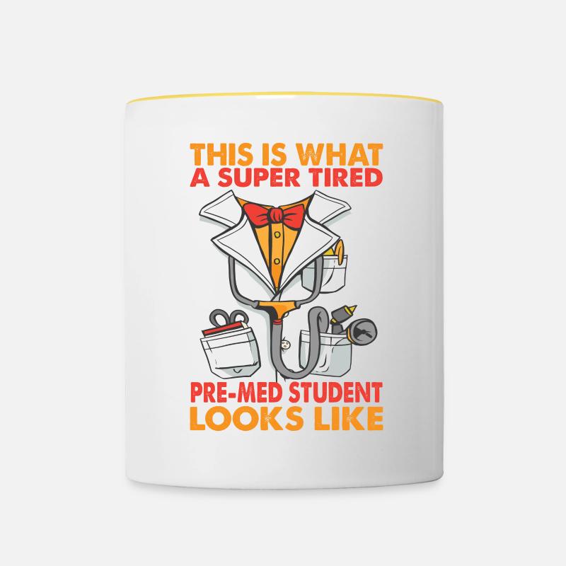 This Is What A Super Tired Pre-Med Student - Funny - Contrasting Mug - white/yellow
