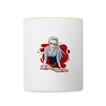 Anime Saying Weeb Otaku - Contrasting Mug - white/yellow - Front