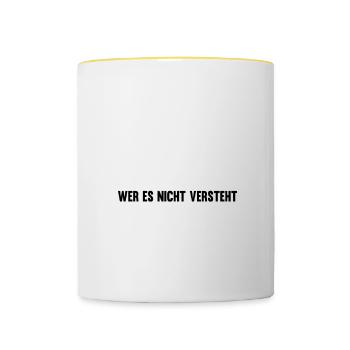 Techno Ist Wie Schule Techno - Tasse zweifarbig - Weiß/Gelb - Vorne