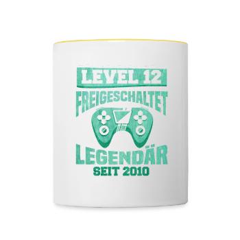 Level 12 Freigeschaltet Legendär Seit 2010 - Tasse zweifarbig - Weiß/Gelb - Vorne
