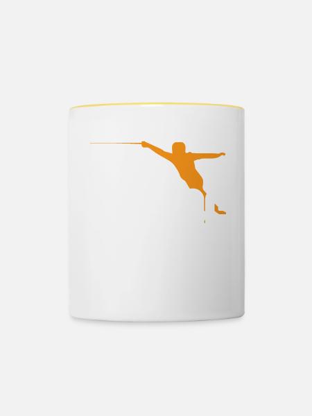 Fechten angreifen - Tasse zweifarbig - Weiß/Gelb