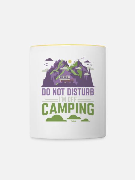 Camping Campingplatz Urlaub Zelt Geschenk - Tasse zweifarbig - Weiß/Gelb