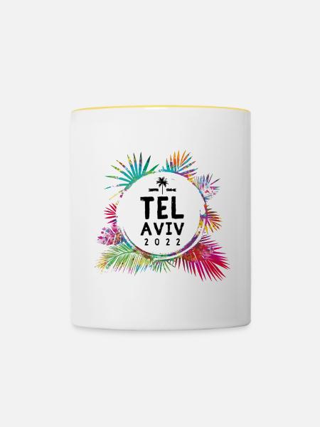 Tel Aviv 2022 Bunt - Tasse zweifarbig - Weiß/Gelb
