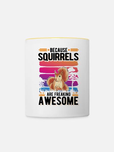 Eichhörnchen Geschenk Squirrel Grauhörnchen - Tasse zweifarbig - Weiß/Gelb